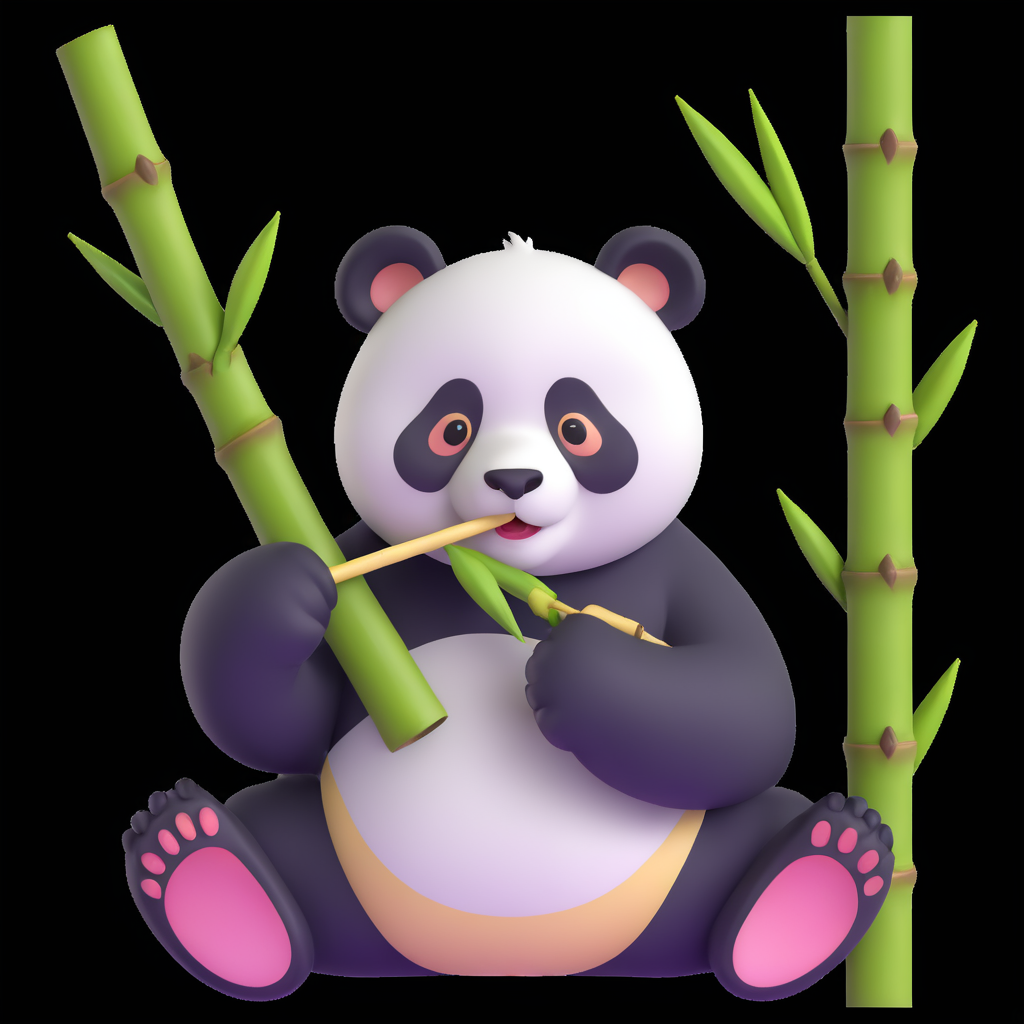 Panda Eating Bamboo in Forrest